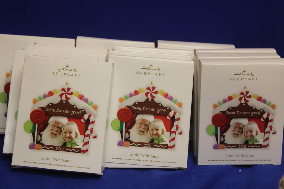 Lot of 12 Christmas Ornament: Keepsake Hallmart Sitting with Santa ornaments