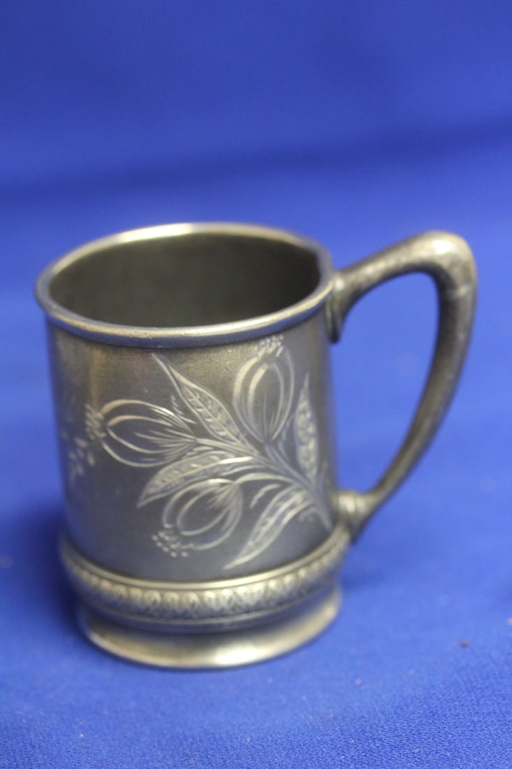 Wilcox Silverplated Etching Cup: 2 7/8" tall - please note: name etched on cup