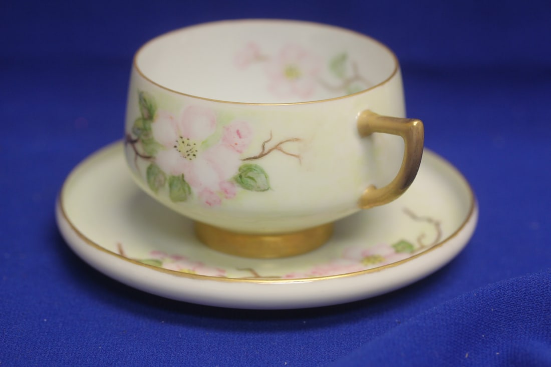 Vintage Porcelain Cup and Saucer: possibly oriental - cup= 3 3/8" in diameter without the handle