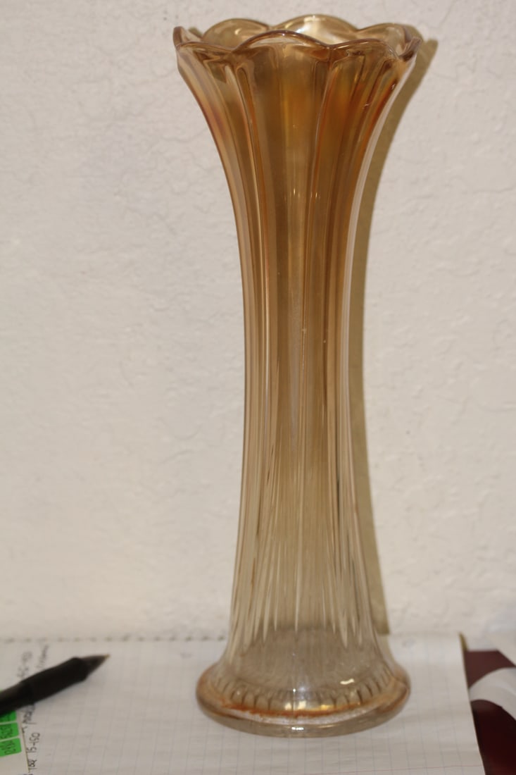 Carnival Glass Vase: 12 1/4" tall
