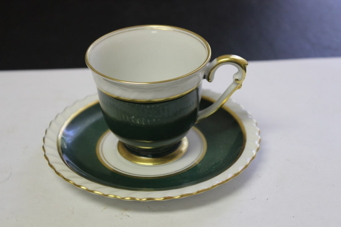 Franconia Krautheim Selb Bavaria Cup and Saucer: Teal Pattern - cup= 2 1/2 inches tall