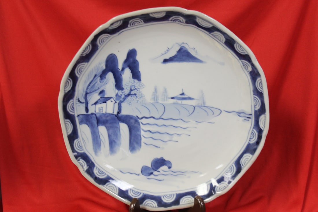 An Antique Japanese Blue and White Charger: 19th century - 12 inches in diameter