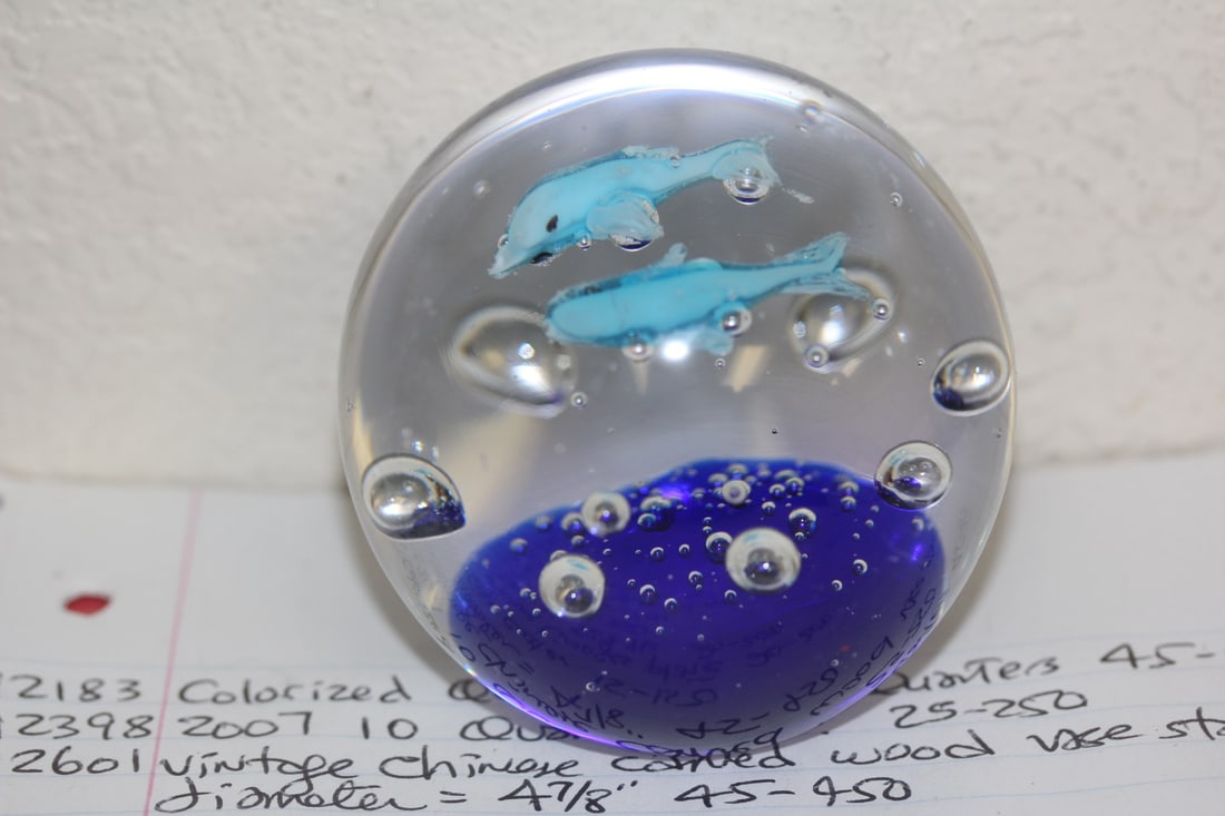Dolphin Paperweight: control bubble paperweight - 3 inches tall