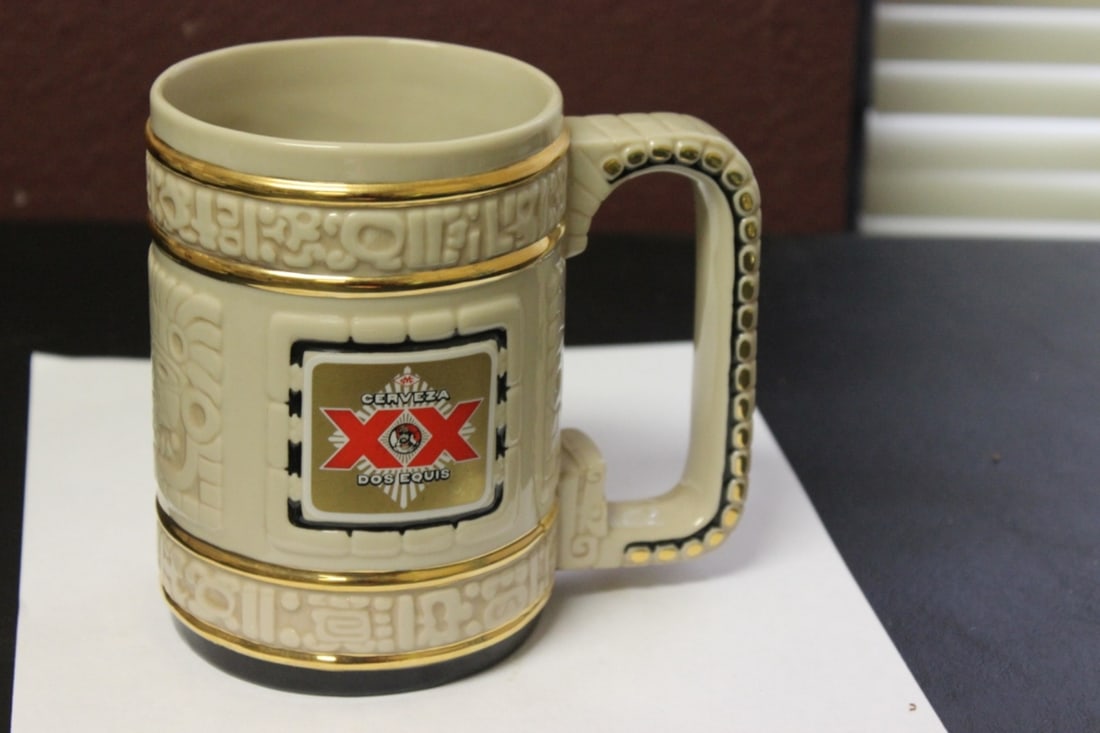 A Franklin Mint Cerveza Dos Equis Beer Mug: 5 3/4 " tall