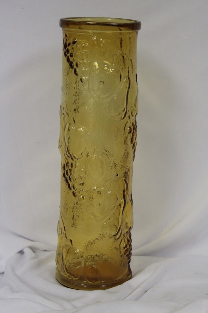 An Amber Glass Cylinder Vase: 12" tall