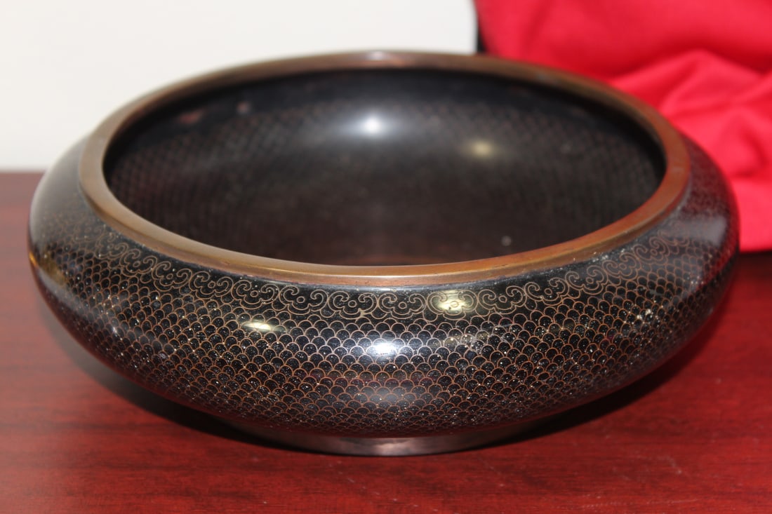 A Signed Chinese Cloisonne Bowl: appears to be well made - 7 3/4" in diameter