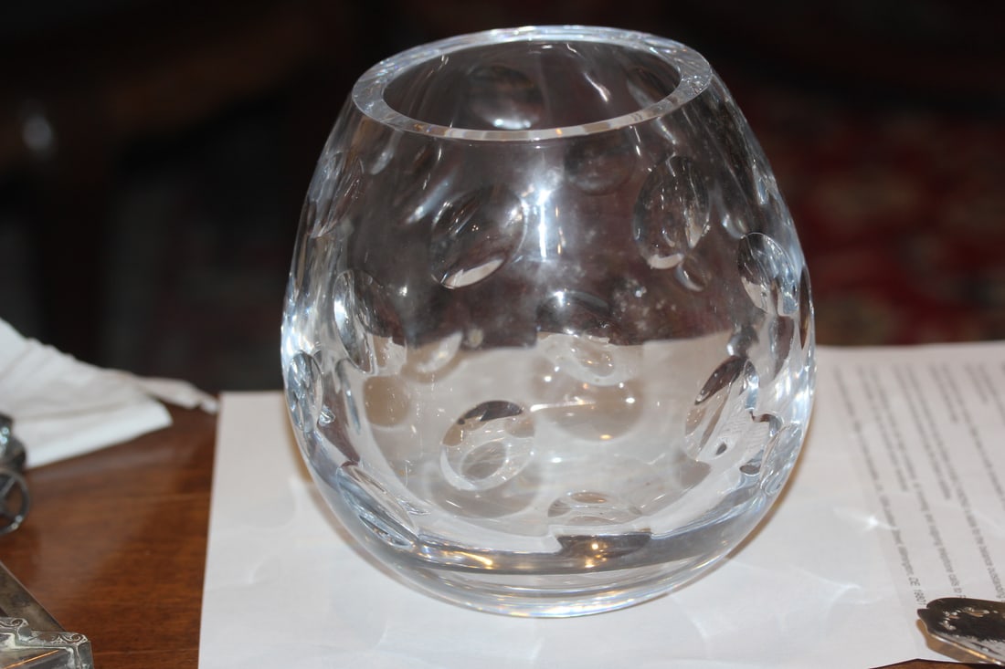 Signed Christofle Crystal Bowl: 6 1/4" tall