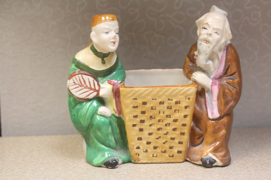 Vintage Japanese Pottery Planter: 6" across each - vintage