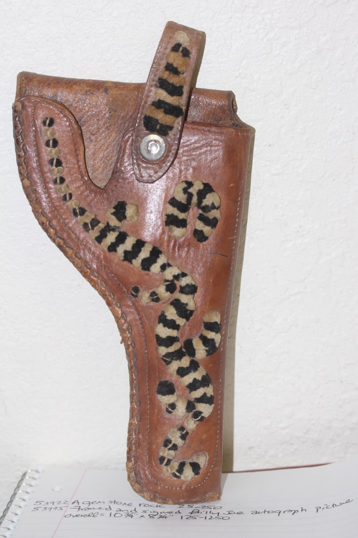 A Leather Gun Holster: unuusal design - vintage - 9" long