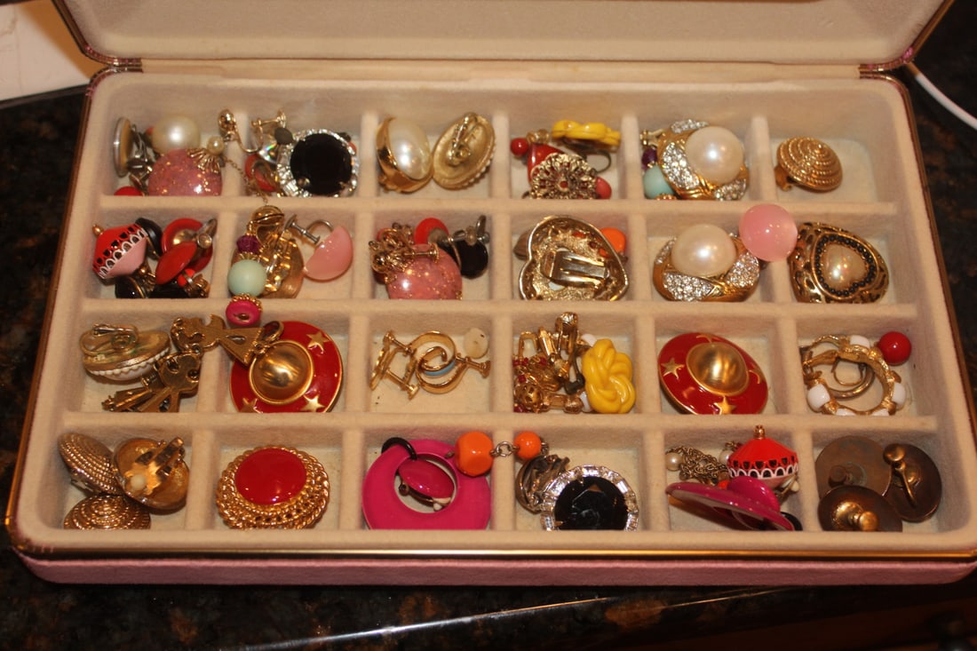 Lot of Custome Earrings: to include case