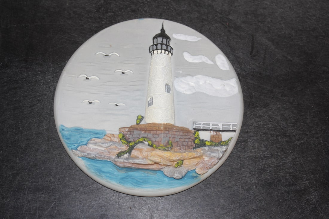Lighthouse Wall Hanger: 5" in diameter - made out of chalk