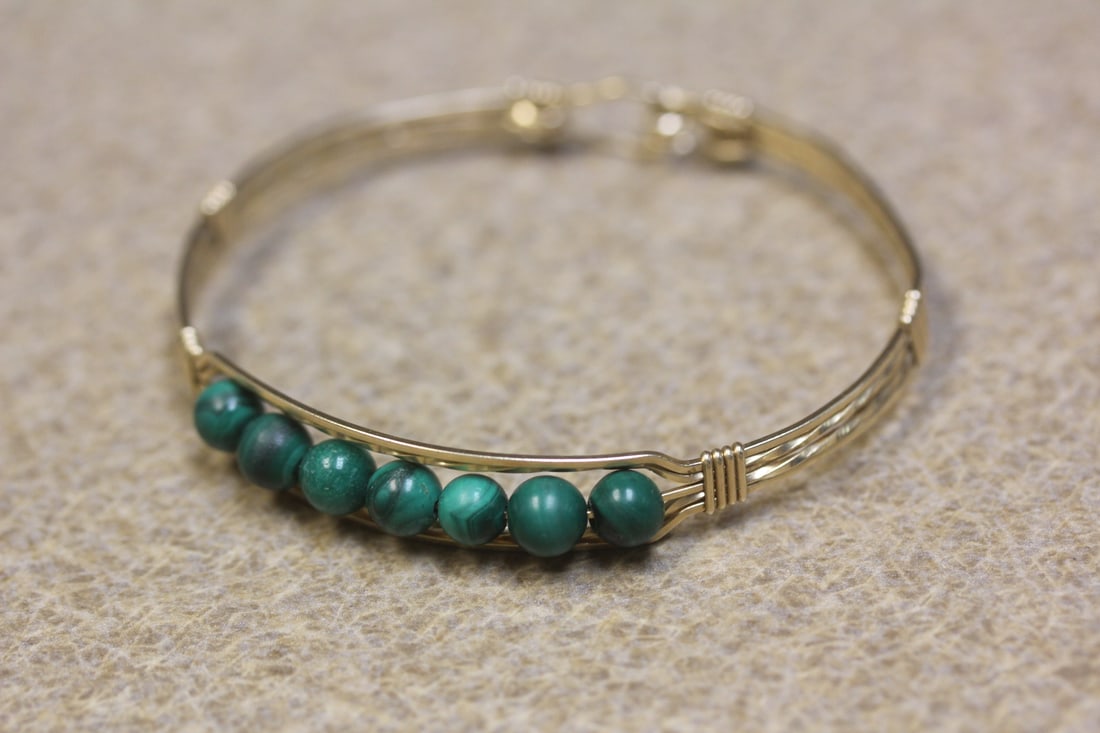 Malachite and Sterling Bracelet: most likely sterling bangle bracelet