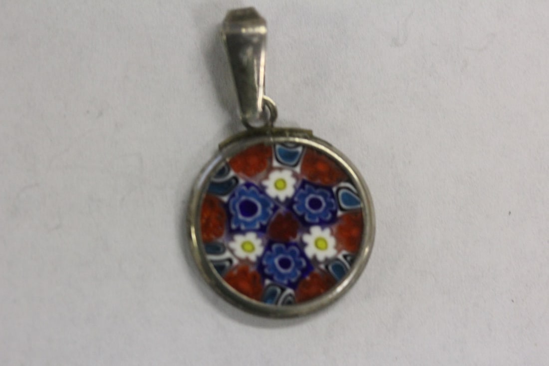 A Small Sterling Millifiori Pendant: marked 925 Italy - rare