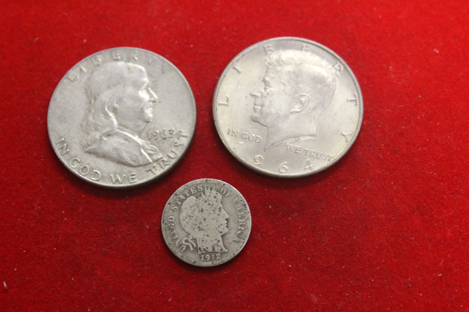 Lot of 3 90% Silver Coins: all as shown