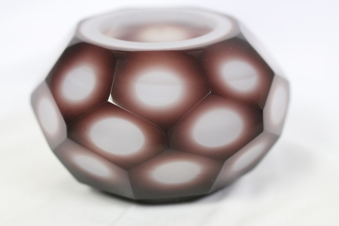 A Small Chinese Facet Peking Glass Bowl: Vintage - most likely early 20th century - 2 1/4" tall