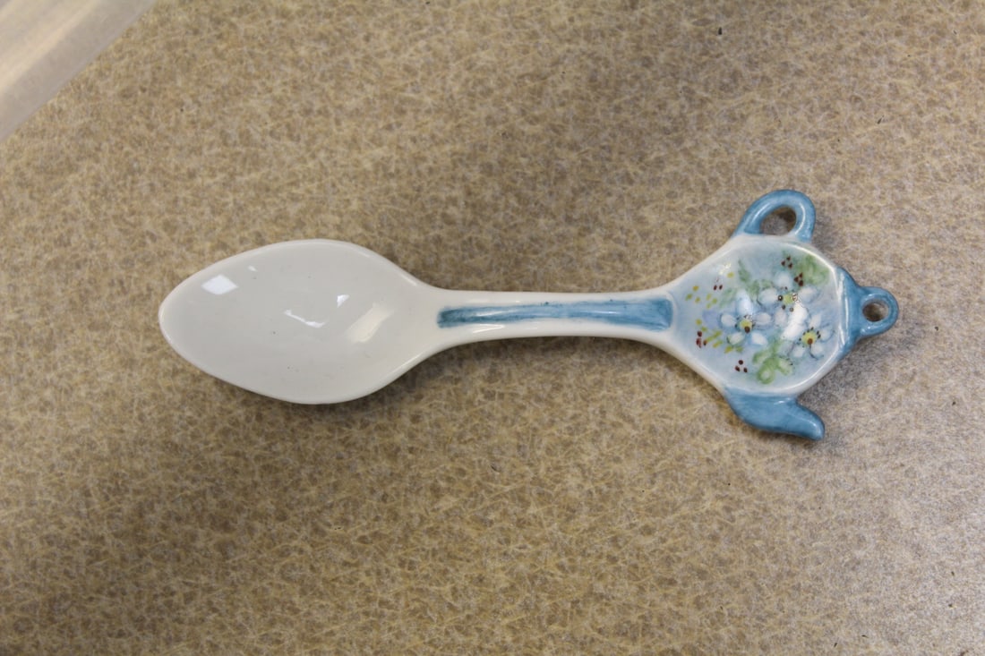Porcelain Spoon: signed - 4 5/8" long