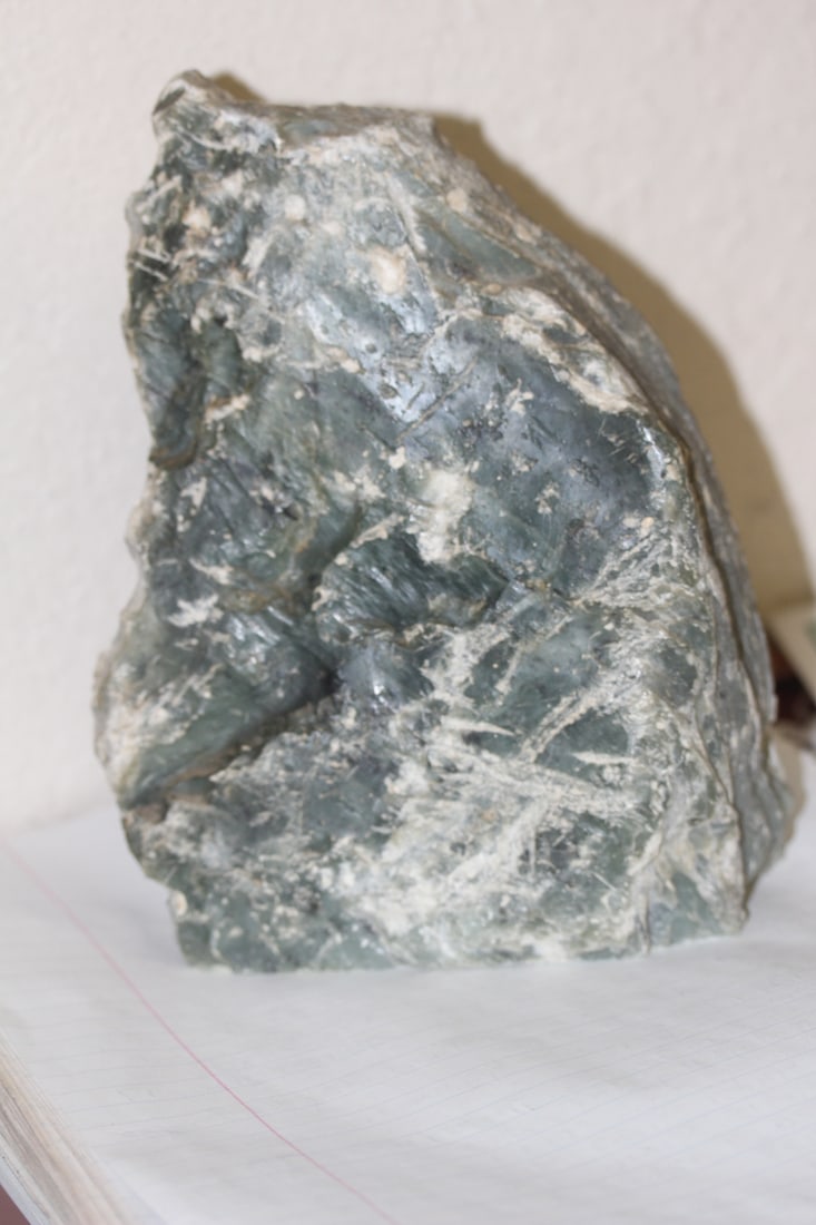 Jade or Similar Hardstone Boulder: 7 inches tall