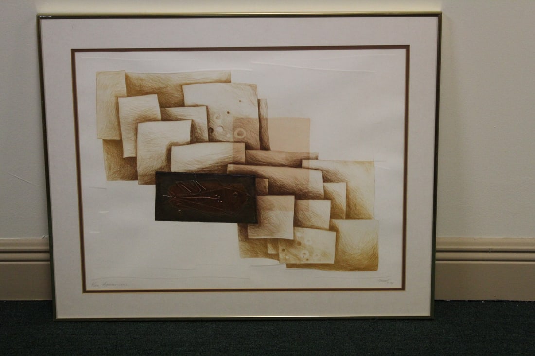 A Signed and Numbered Limited Edition Lithograph: Aquarium" - watercolor - overall= 30 1/4" x 24 1/4