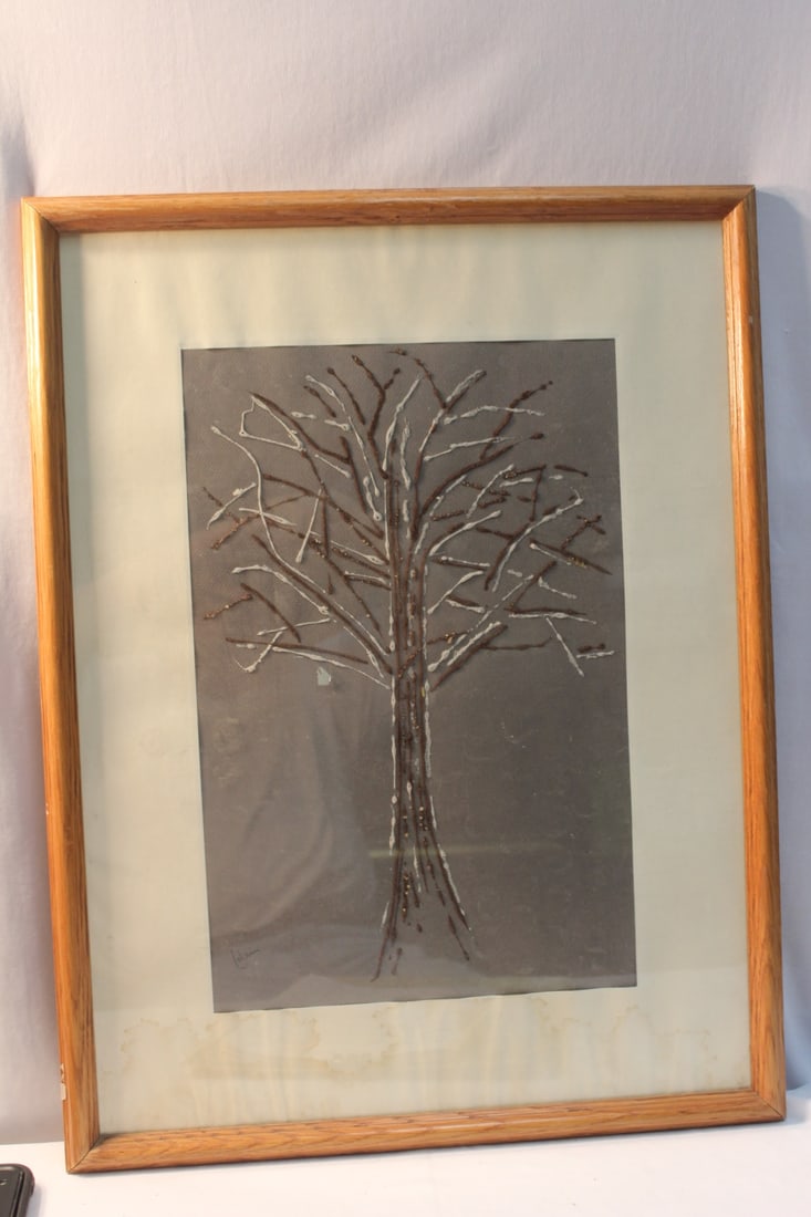 A Singed and Embossed Artwork: please note: inside has some water damage on the bottom as shown - 19" x 25 1/2"