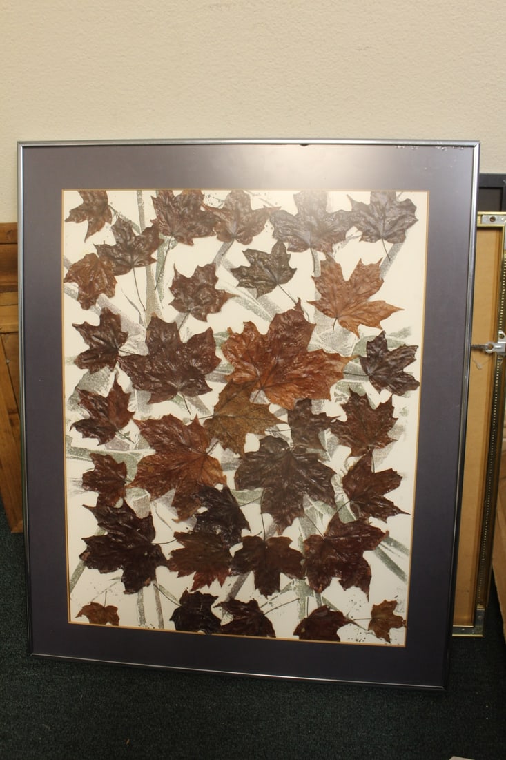 Framed Leaves: overall= 24 1/2" x 20"