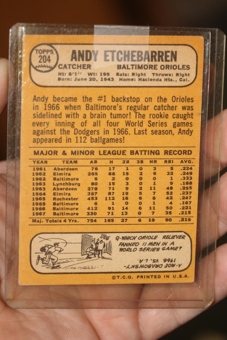 Andy Etchbarren Baseball Card - 2