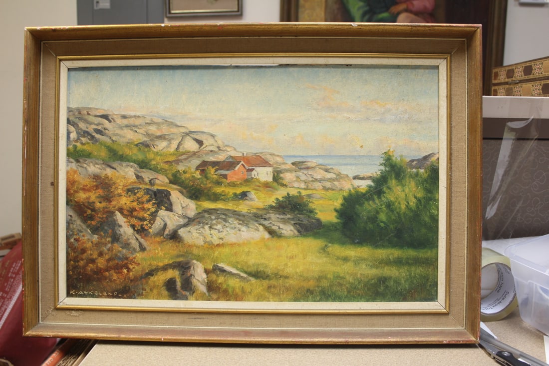 Signed K. Askeland Painting: oil on board - framed - 14" x 16 3/4"