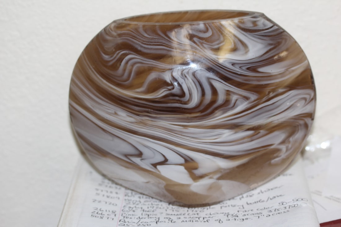 Art Glass Vase: 7 1/2" wide by 6 5/8" tall