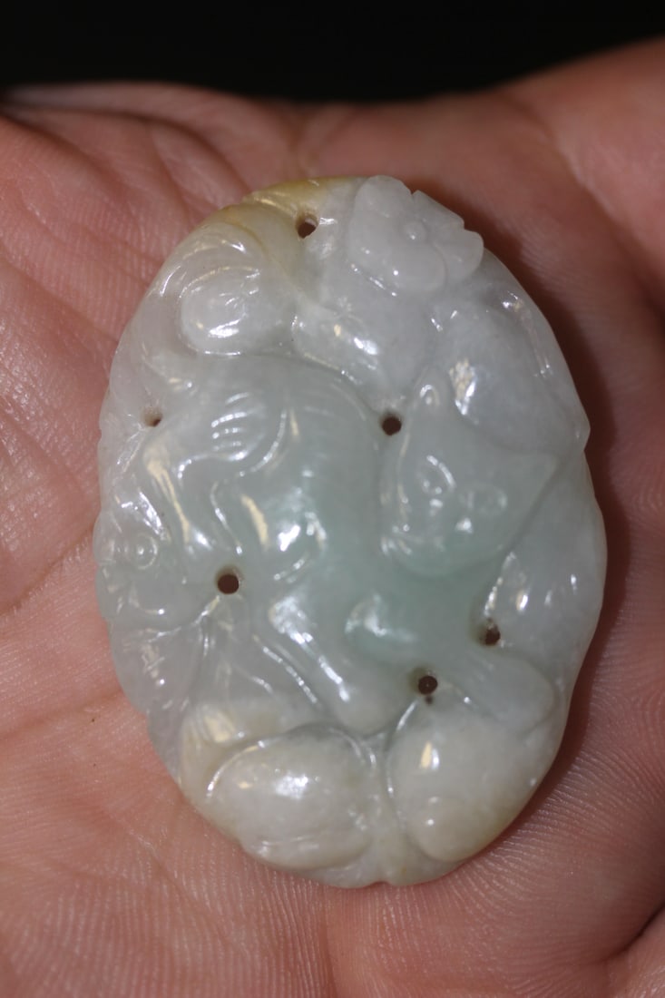 Jade or Jadeite Pendant: well carved - 2 inches long