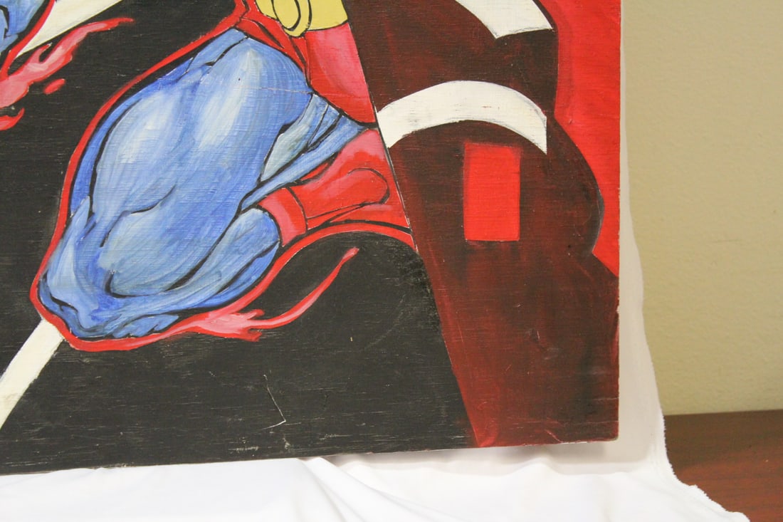 A Painted Superman Comic on Board - 12