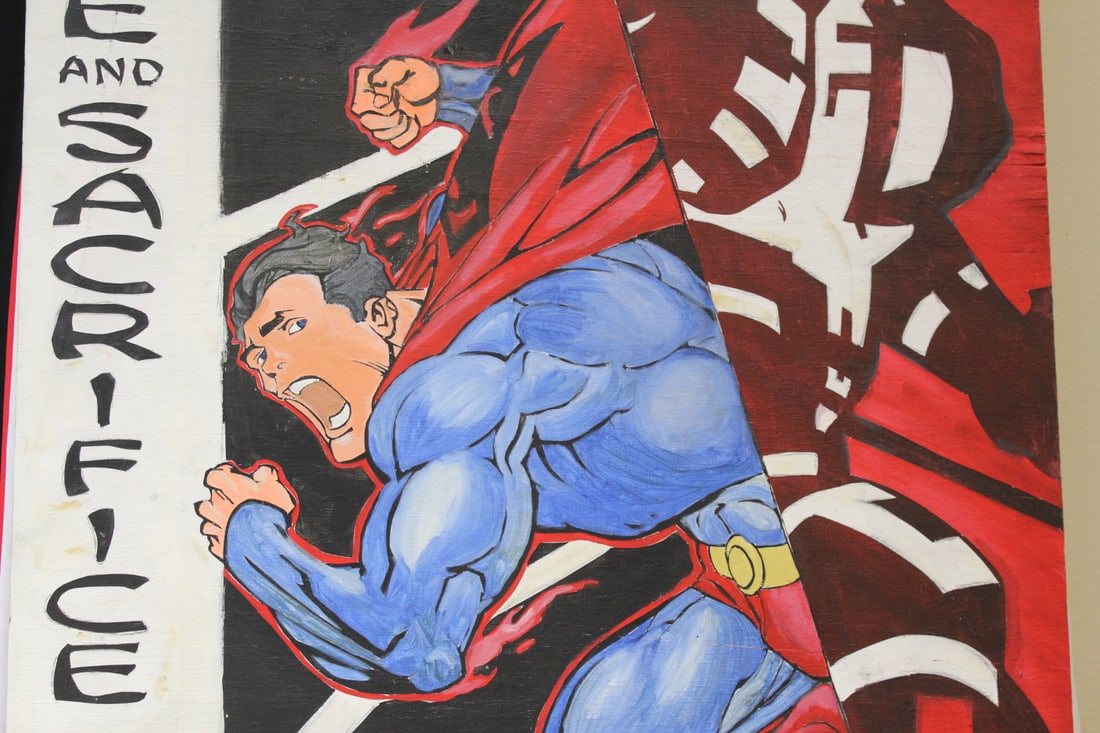 A Painted Superman Comic on Board - 13