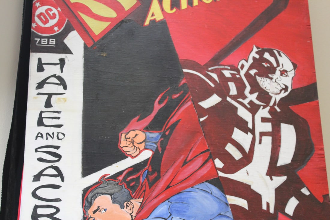 A Painted Superman Comic on Board - 14