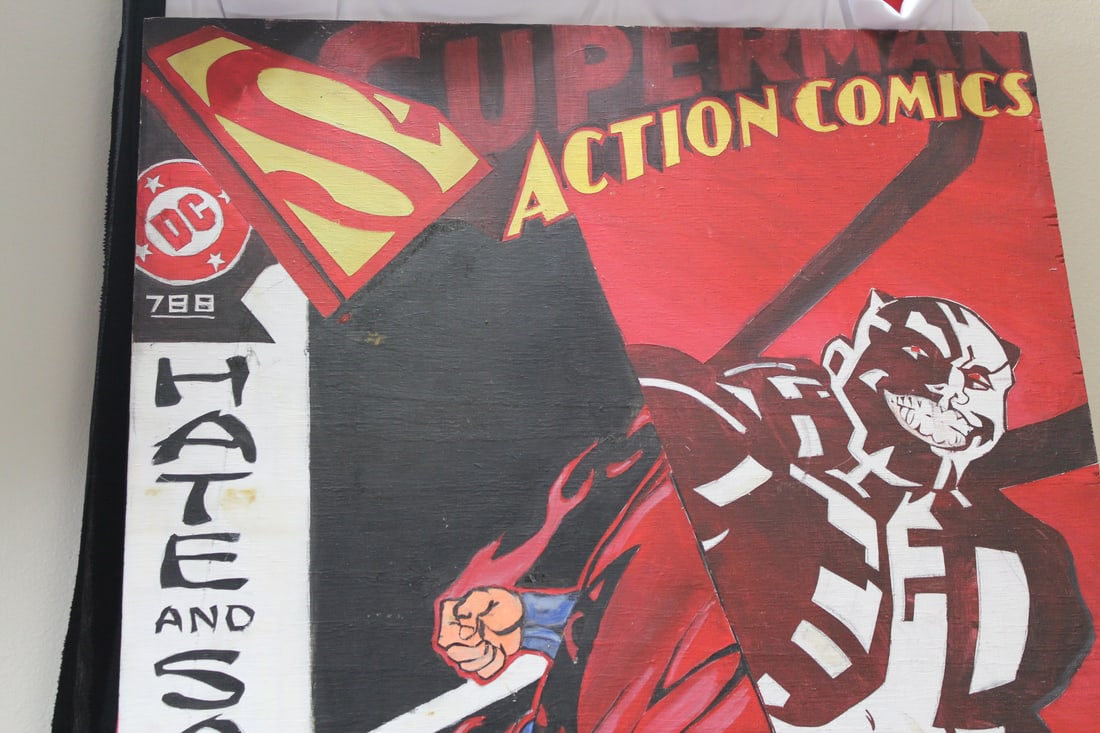 A Painted Superman Comic on Board - 15