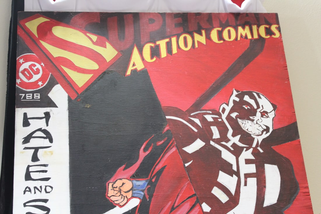 A Painted Superman Comic on Board - 2