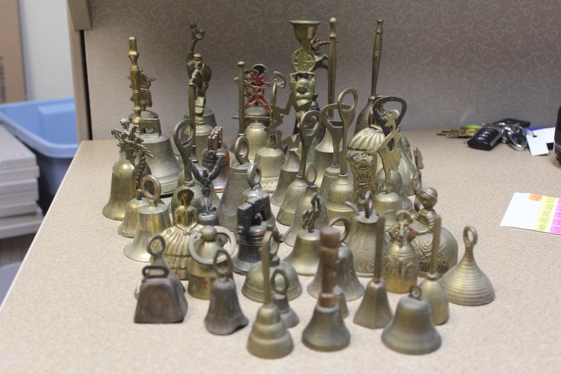 Large lot of Vintage Brass Bells: over 50 pieces - from all over the world - various sizes