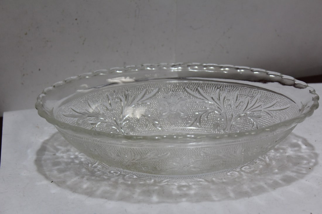A Pressed Glass Bowl: 8 3/4" in diameter
