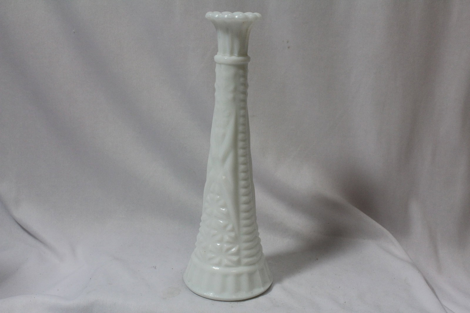 A Milk Glass Vase: 9" tall