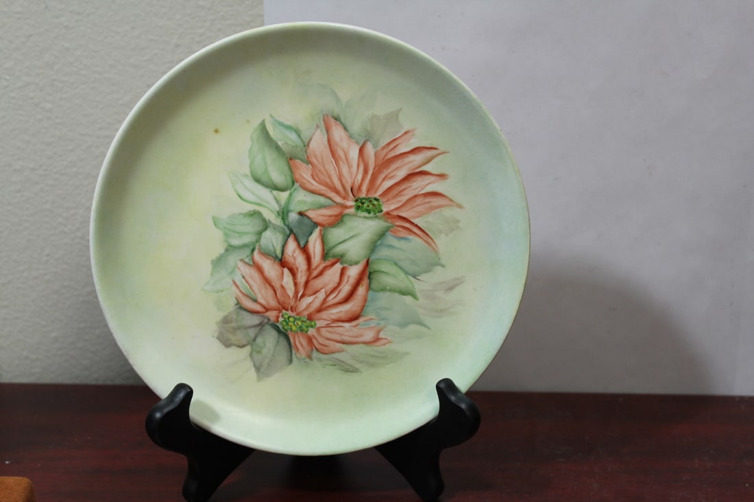 A Handpainted Ceramic Plate: possibly German -7 1/2" in diameter