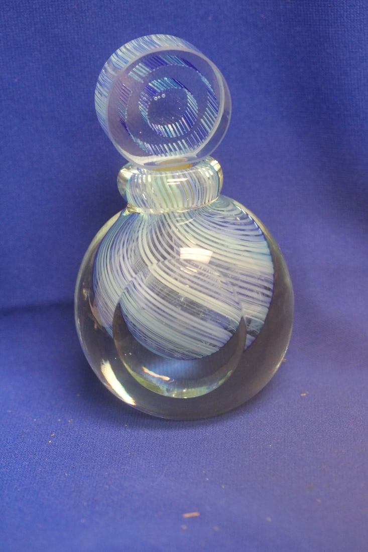 Artglass Perfume Bottle: unusual shape - possibly Murano - 5 1/2" tall