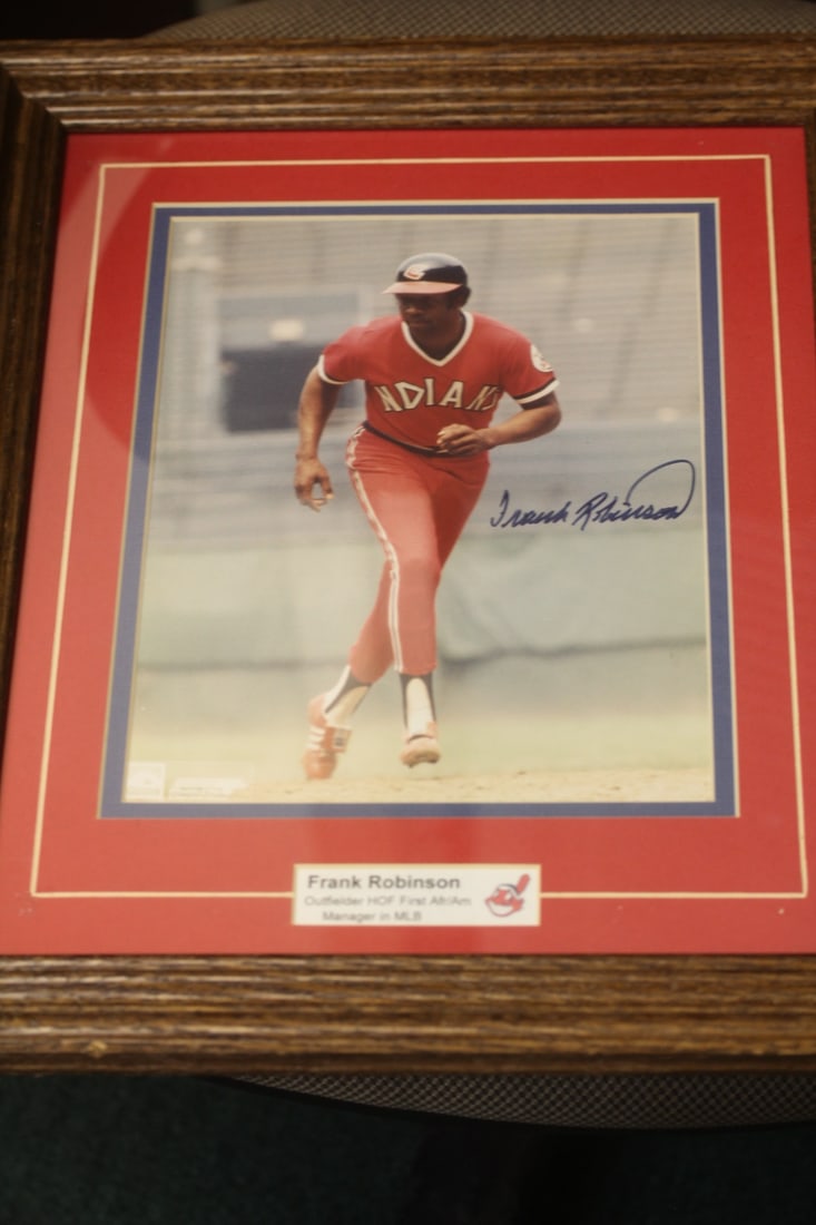 Signed Frank Robinson Autographed Photograph: framed - with ticket on the back - 16 5/8" x 13 5/8"