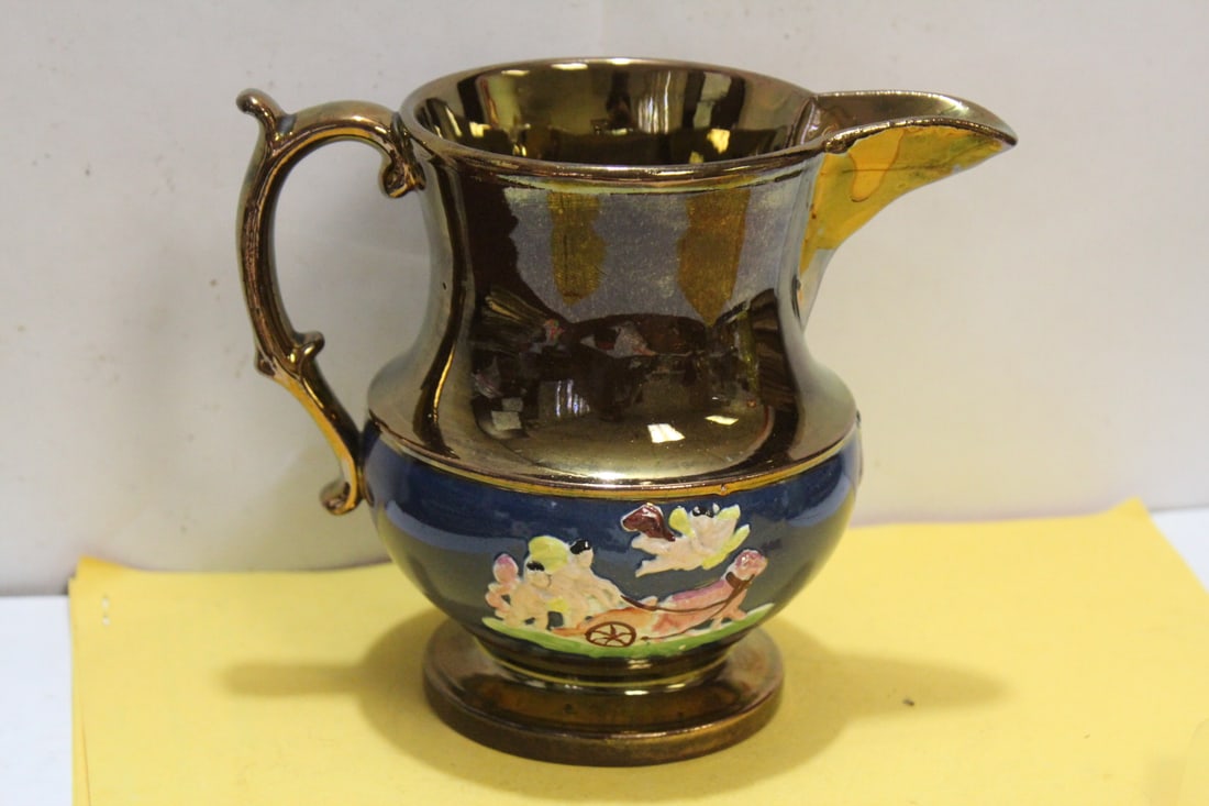 A Ceramic Lusterware Pitcher: 5 1/2" tall