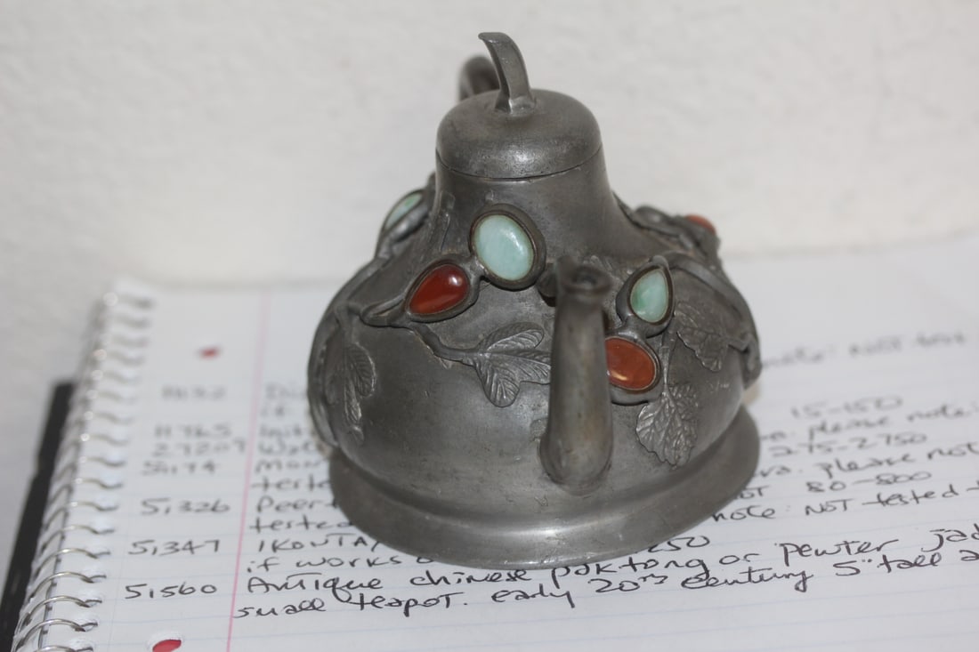 Antique Chinese Jade Insert Teapot - 2