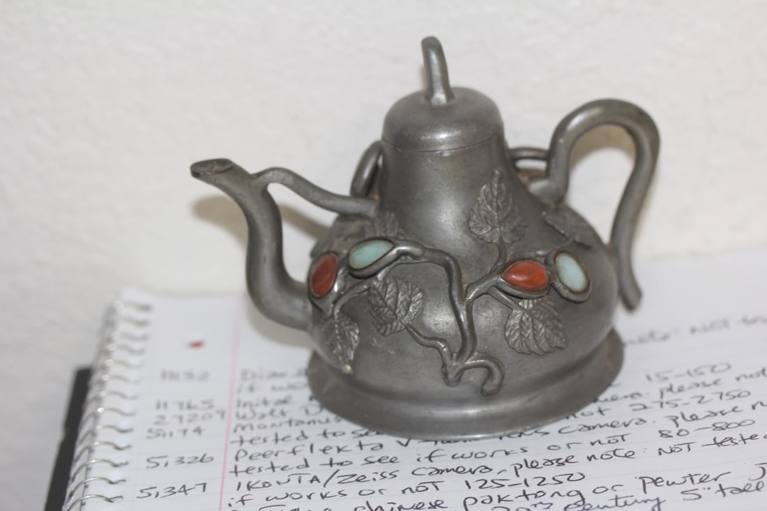 Antique Chinese Jade Insert Teapot - 3