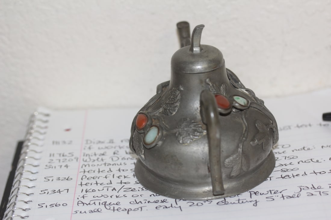 Antique Chinese Jade Insert Teapot - 4