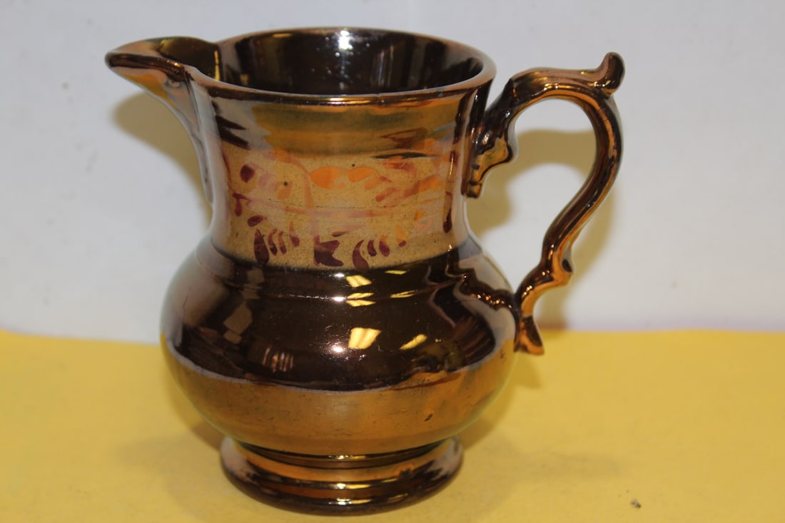 A Ceramic Lusterware Pitcher: 4 1/8" tall