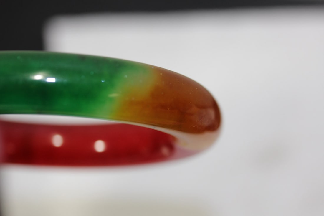 A Thick Multicolor Jadeite Bangle Bracelet - 6