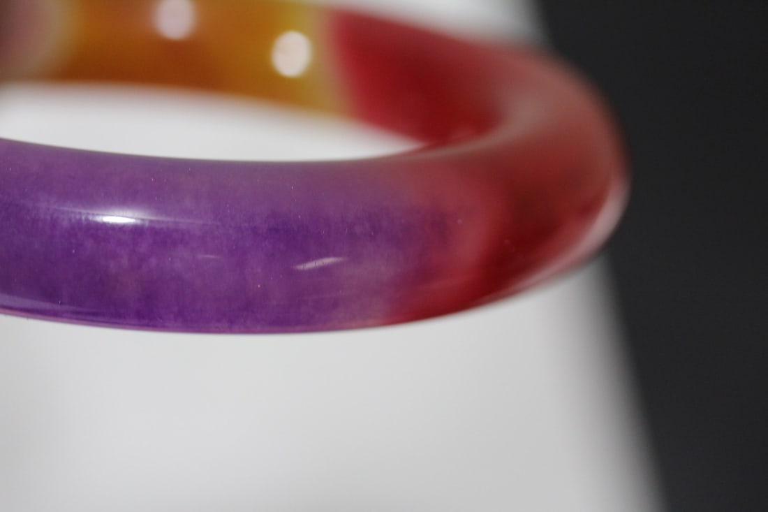 A Thick Multicolor Jadeite Bangle Bracelet - 8