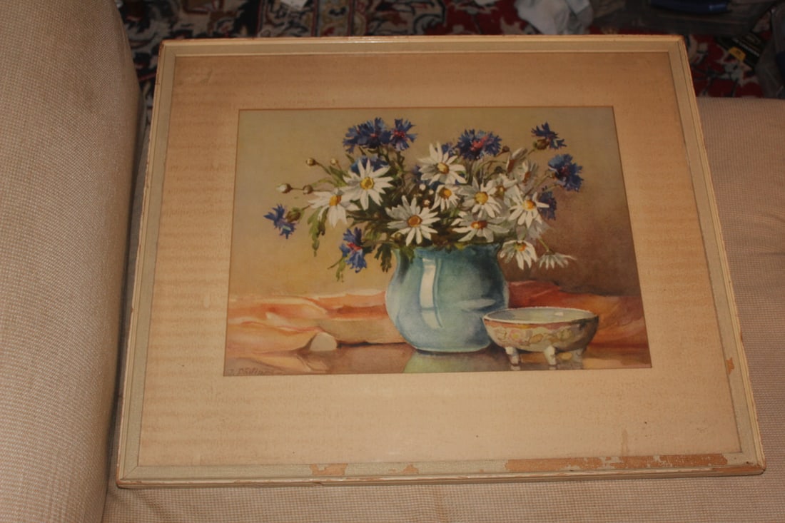 Signed Original Watercolor by Philippe: Framed - overall= 23 1/8" x 19 3/8"