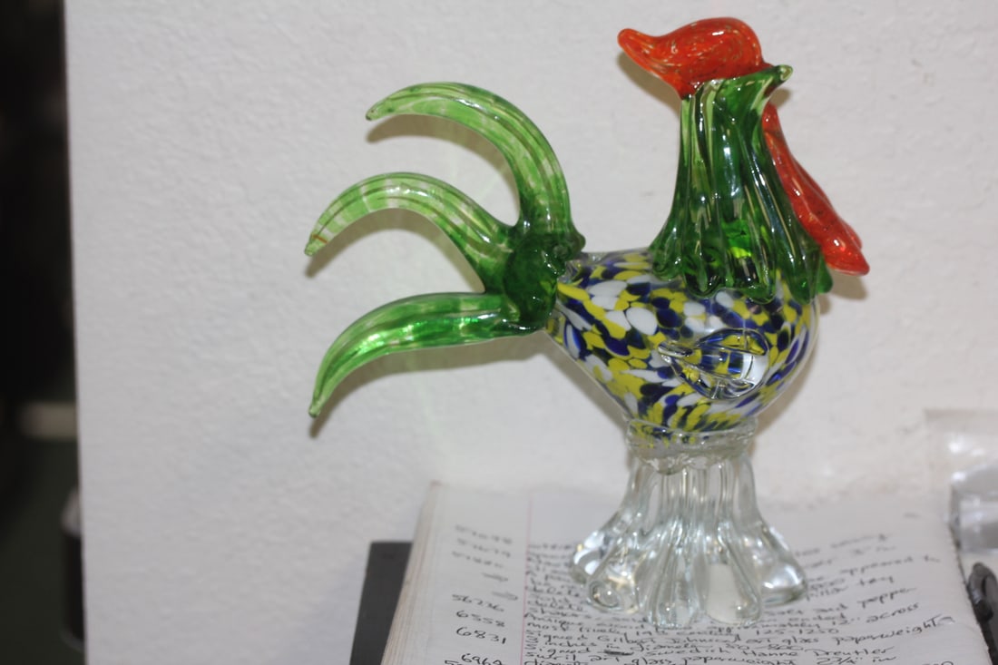 Art Glass Rooster: 8 1/2" tall