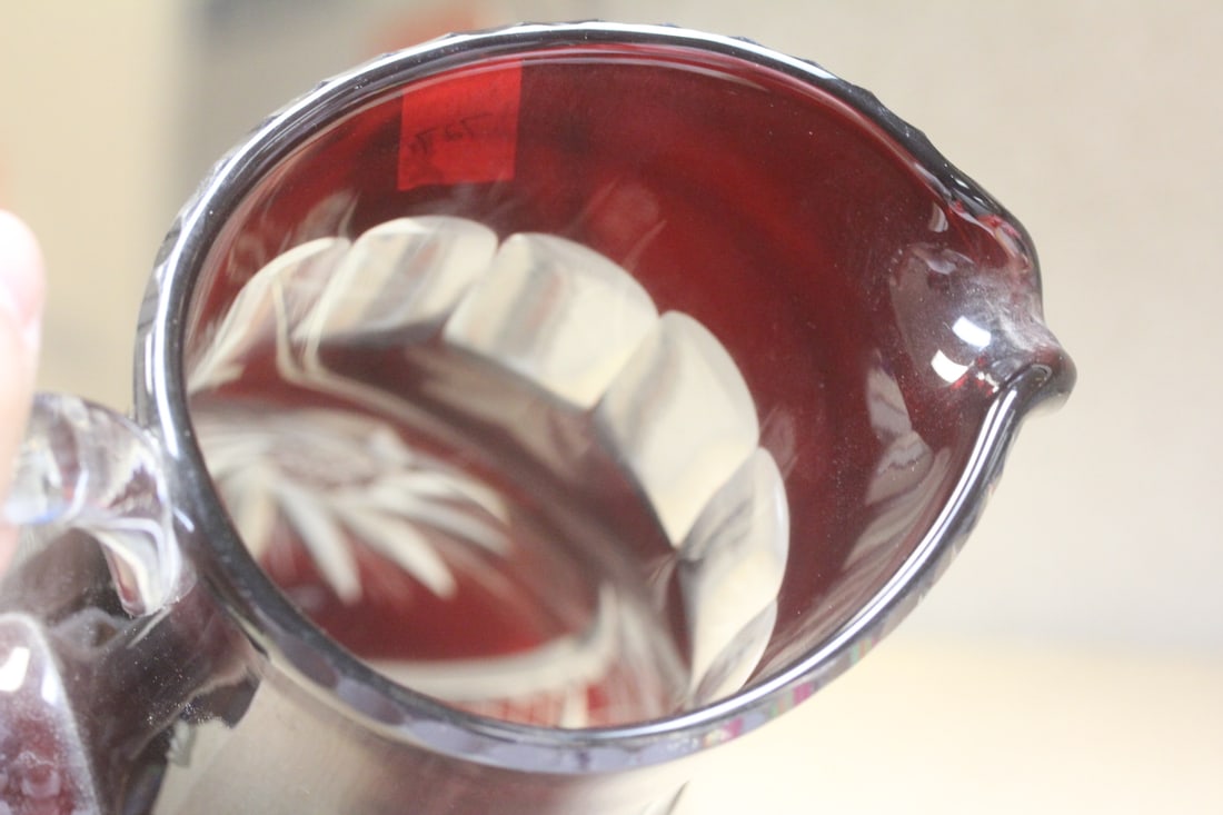Ruby Red Glass Pitcher - 5