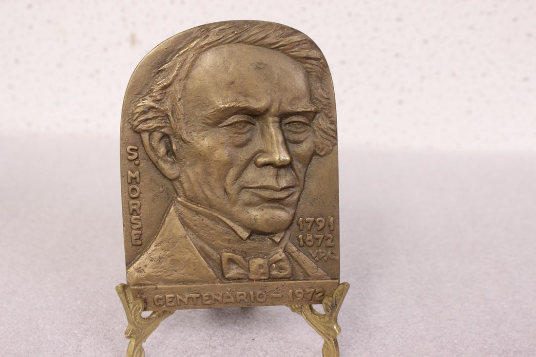 A Bronze Plaque Of Samuel Morse: 4 3/4" tall